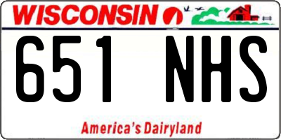 WI license plate 651NHS