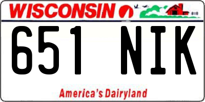 WI license plate 651NIK