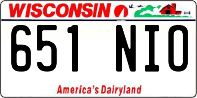 WI license plate 651NIO