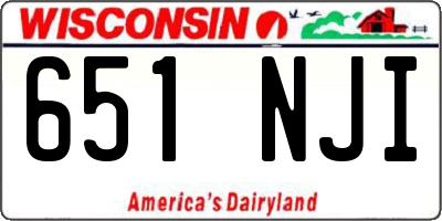 WI license plate 651NJI