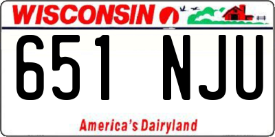 WI license plate 651NJU