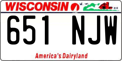 WI license plate 651NJW