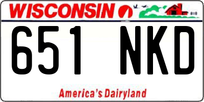 WI license plate 651NKD
