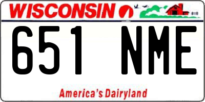 WI license plate 651NME