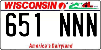 WI license plate 651NNN