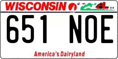 WI license plate 651NOE