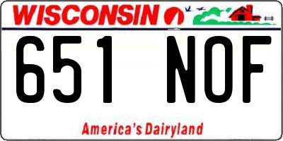 WI license plate 651NOF