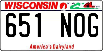 WI license plate 651NOG