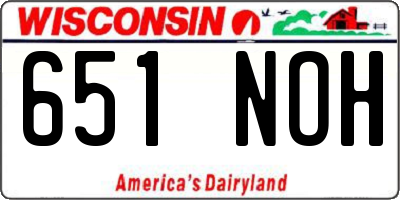 WI license plate 651NOH