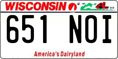 WI license plate 651NOI