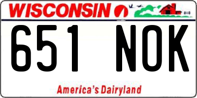 WI license plate 651NOK