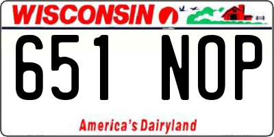 WI license plate 651NOP