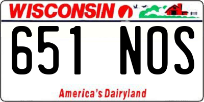 WI license plate 651NOS