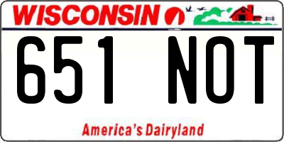 WI license plate 651NOT
