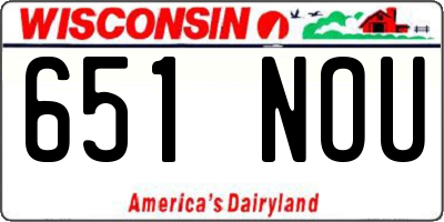 WI license plate 651NOU