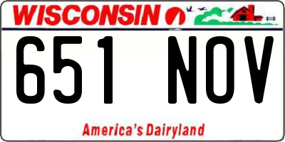 WI license plate 651NOV