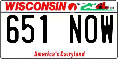 WI license plate 651NOW