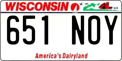 WI license plate 651NOY