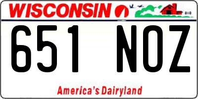 WI license plate 651NOZ