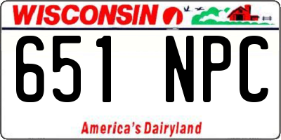 WI license plate 651NPC