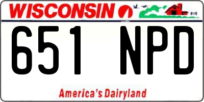 WI license plate 651NPD