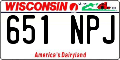 WI license plate 651NPJ