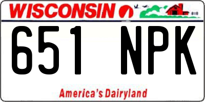 WI license plate 651NPK