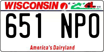WI license plate 651NPO