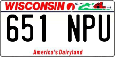 WI license plate 651NPU