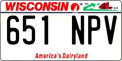 WI license plate 651NPV