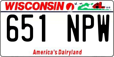 WI license plate 651NPW