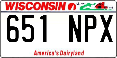 WI license plate 651NPX