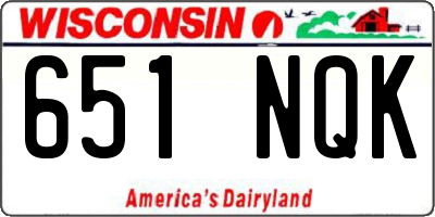 WI license plate 651NQK