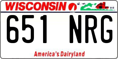 WI license plate 651NRG