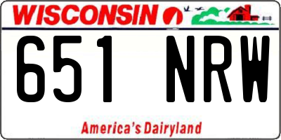 WI license plate 651NRW