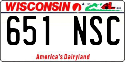 WI license plate 651NSC