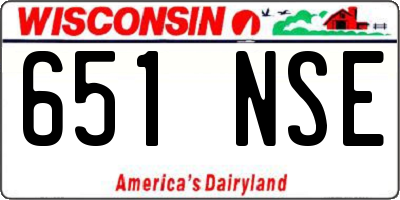 WI license plate 651NSE