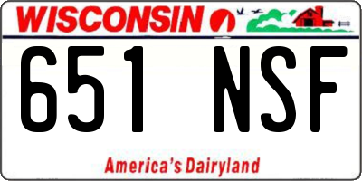 WI license plate 651NSF