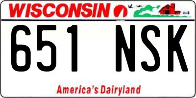 WI license plate 651NSK