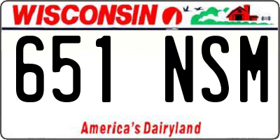 WI license plate 651NSM