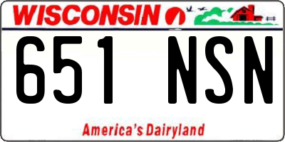 WI license plate 651NSN