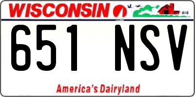 WI license plate 651NSV
