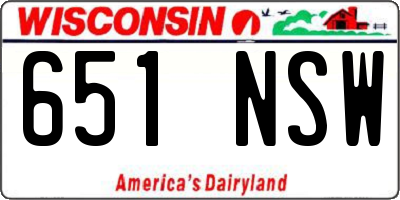 WI license plate 651NSW
