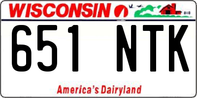 WI license plate 651NTK