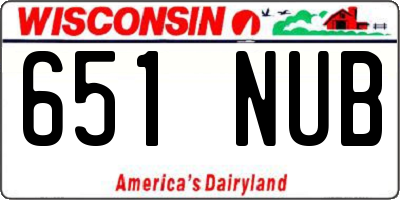WI license plate 651NUB