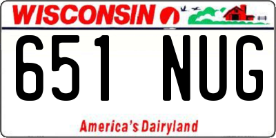 WI license plate 651NUG