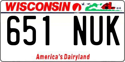 WI license plate 651NUK