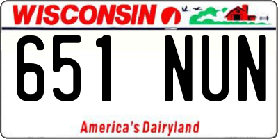WI license plate 651NUN