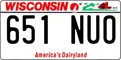 WI license plate 651NUO