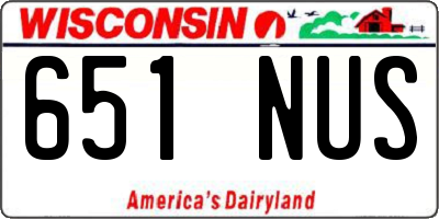 WI license plate 651NUS